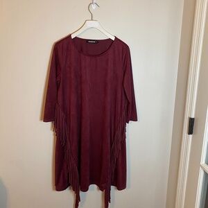 Annabelle Wine color faux Suede dress Size Medum